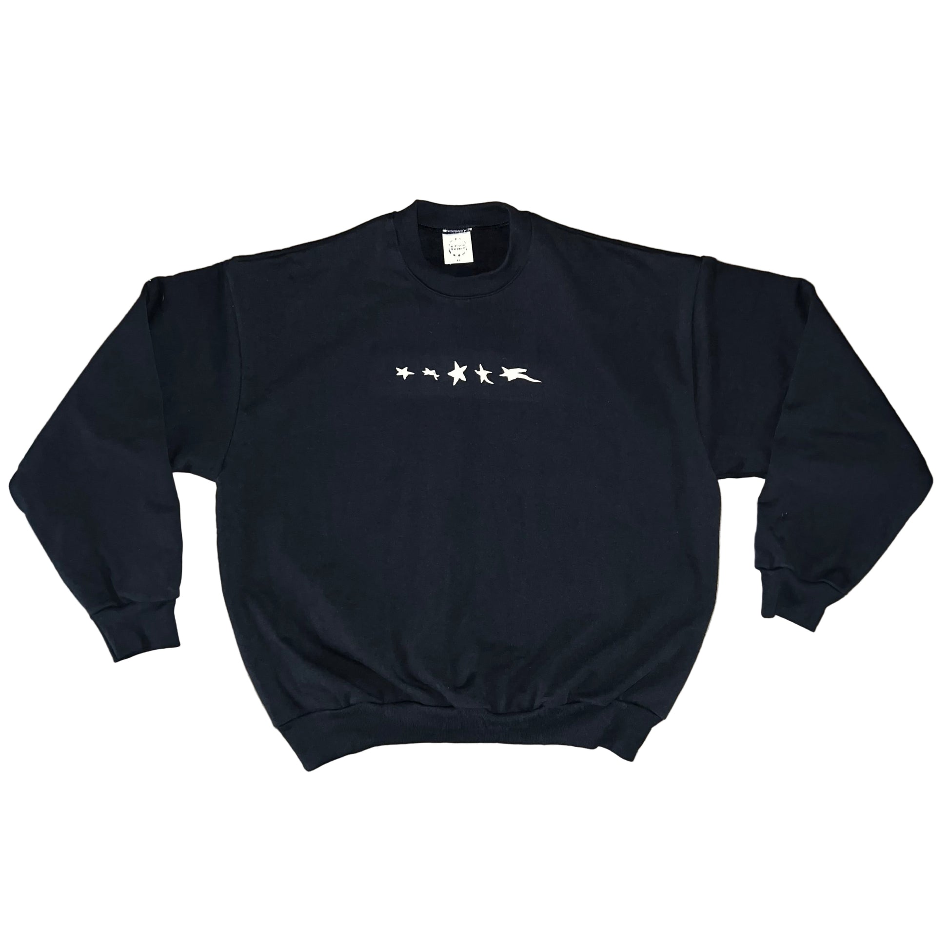 WARPED STARS HEAVY FLEECE CREW NECK SWEATER : BLK