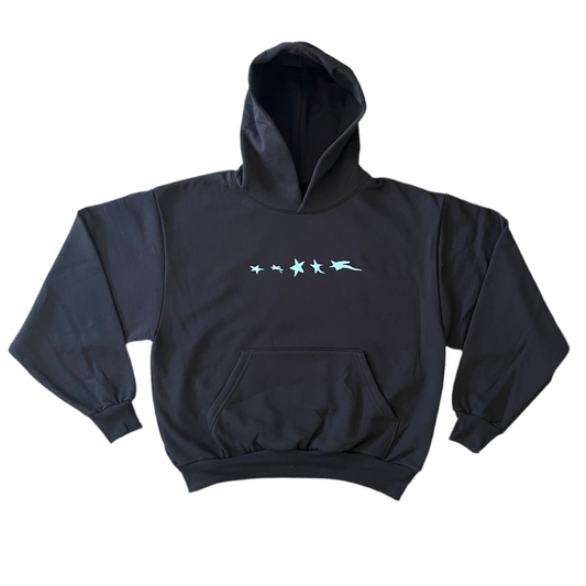 WARPED STARS LOGO BLUE  11oz HOODIE : BLACK