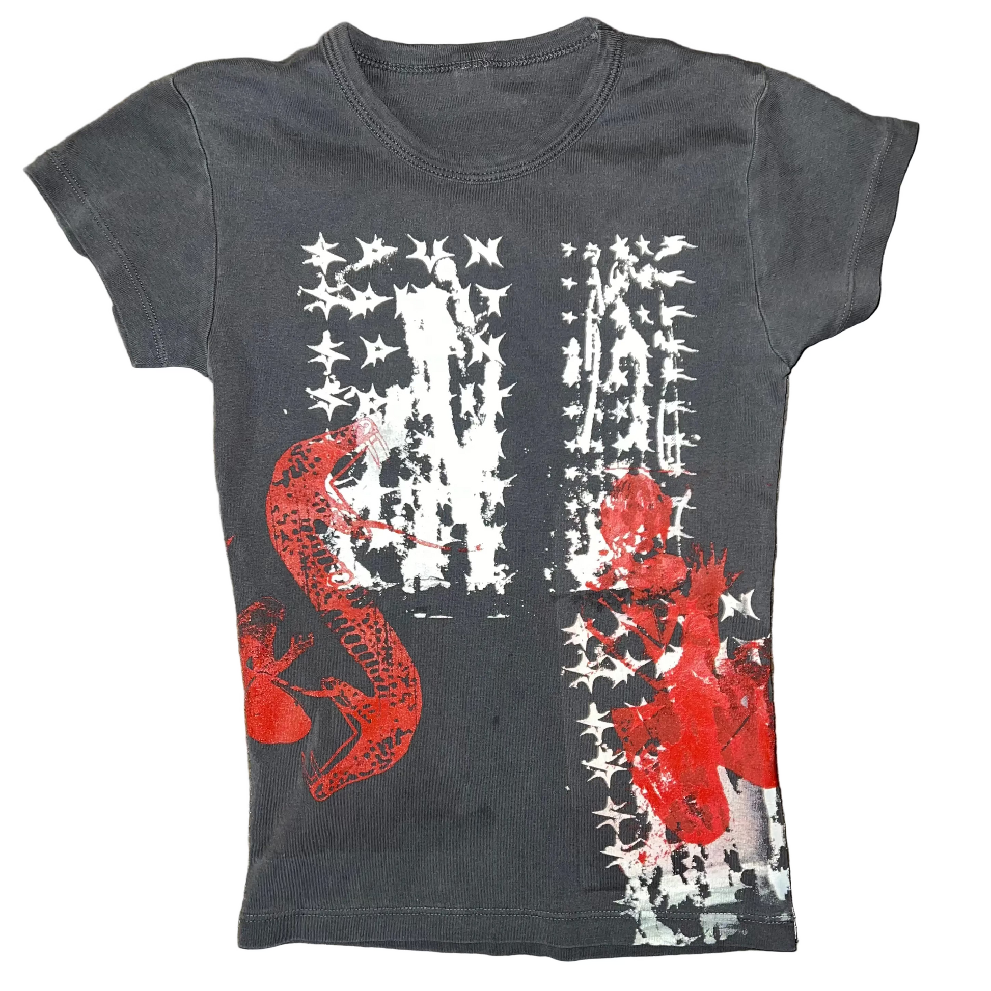 SNAKE CHARM CAP SLV T SHIRT : BLK