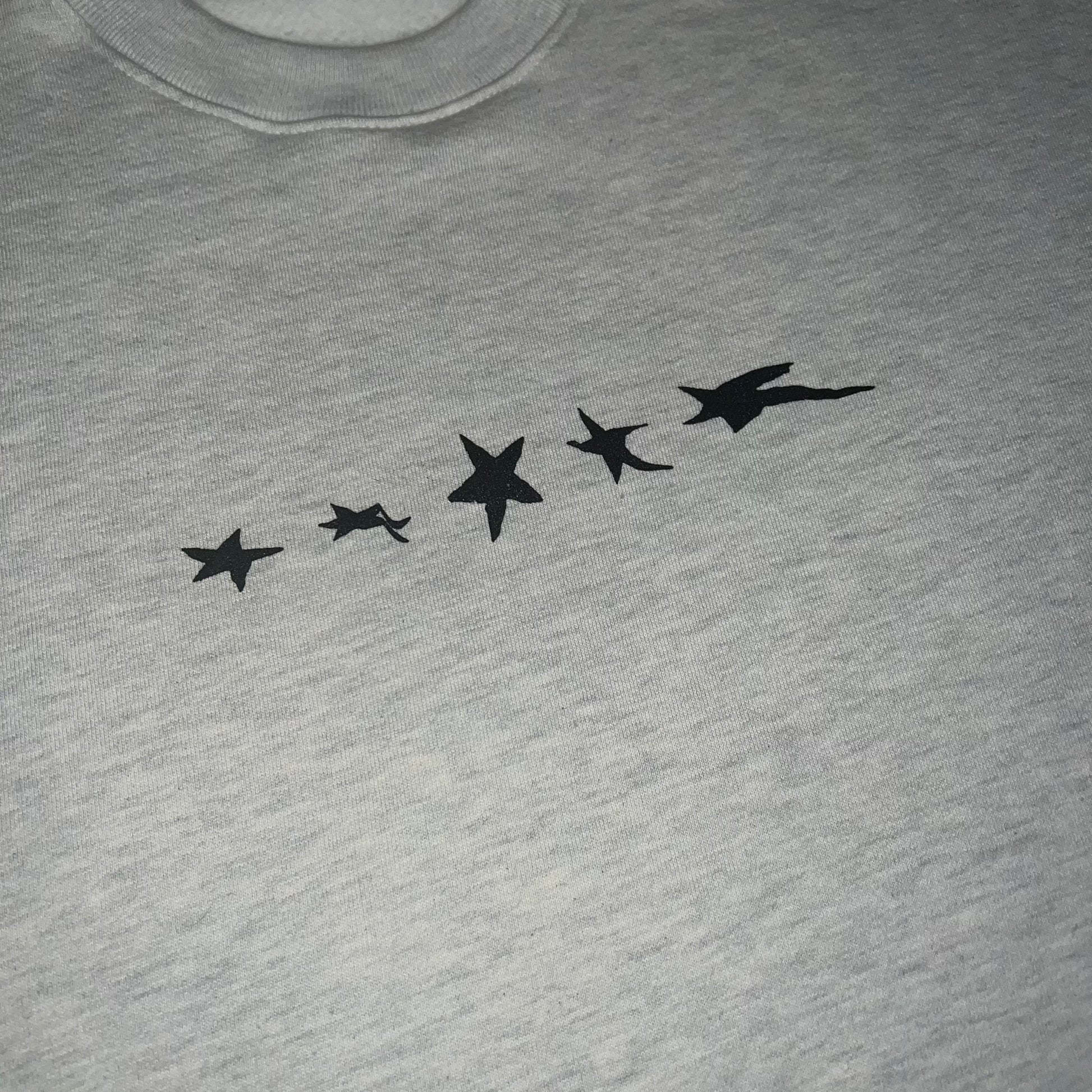 WARPED STARS HEAVY COTTON FLEECE CREW-NECK SWEATER: GREY