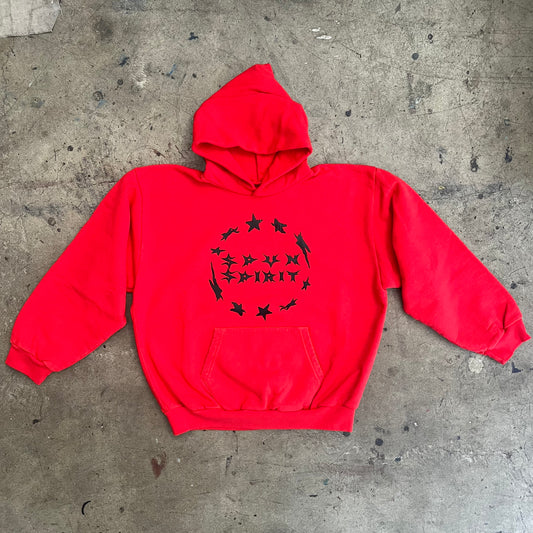 HEAVY WEIGHT COTTON HOODIE WIDE FIT : RED