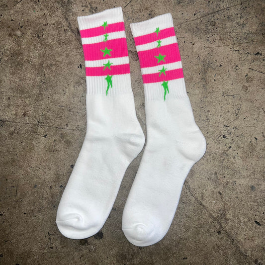 High Class Tube Sock : Pink & Green